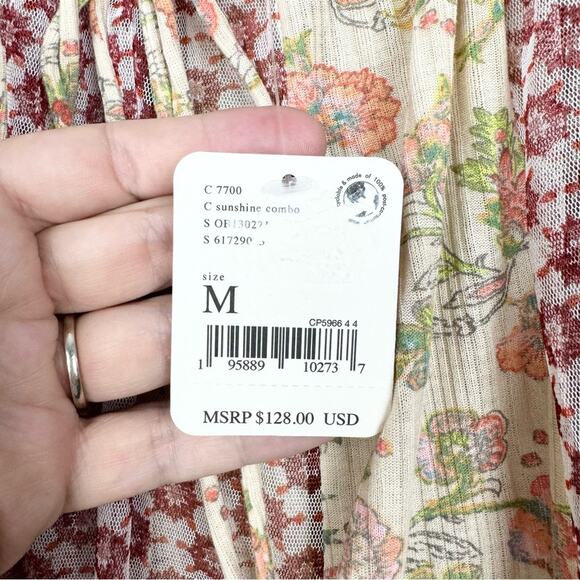 NWT Free People Because I Love You Tunic/Dress In Sunshine Combo Sz M Boho Sheer - Picture 12 of 16